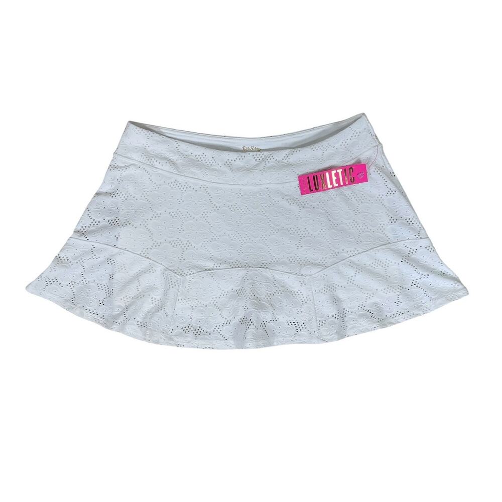 Lilly Pulitzer Luxletic Corrine Skort Floral Eyelet White Sz XL Tennis NWT READ